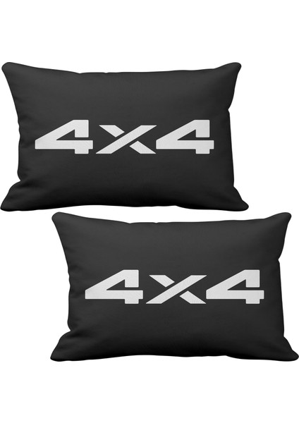 4x4 2'li Lüks Araç Boyun Yastığı Siyah ve Ahşap Logo Anahtarlık
