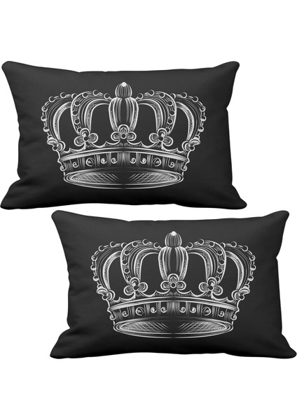 Taç Crown 2 li Lüks Araç Boyun Yastığı Siyah ve Ahşap Logo Anahtarlık