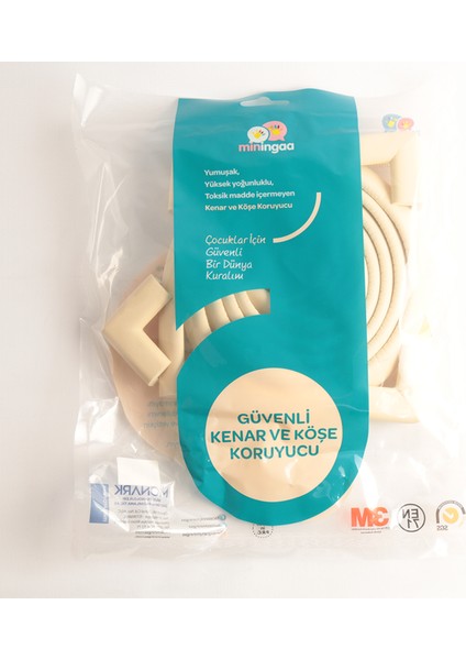 a 2 Metre + 4 Adet Köşe Koruyuculu Esnek ve Yumuşak Kauçuk Krem Renk Kenar Koruyucu