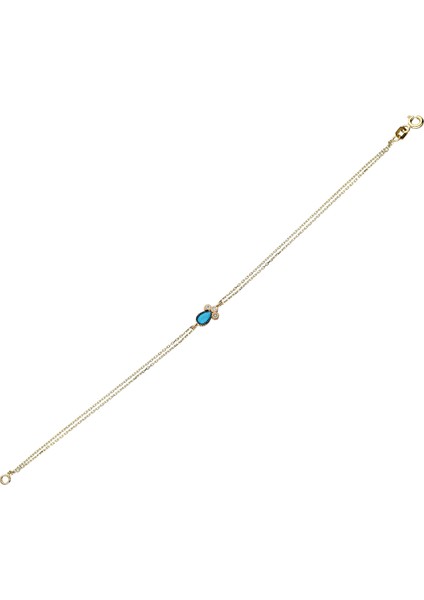 Altın Turkuaz Taşlı Damla Bileklik fiyatları