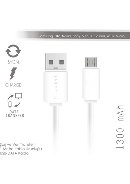 1300 mAh Micro USB Data Kablo (DK014)