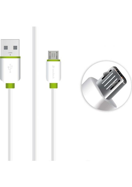 2.0 A Micro USB Comfort Data Şarj Kablosu Beyaz