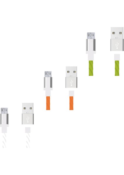 Micro USB Ledli Silikon USB Data Kablo Beyaz (DK011B) modelleri