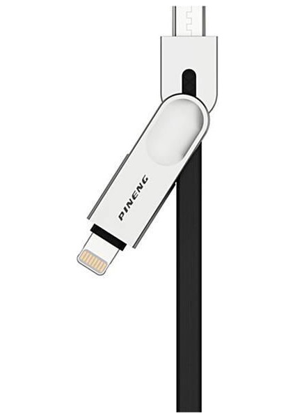 PN-307 Lightning ve Micro USB Siyah Kablosu