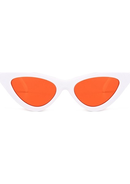 Retro Üçgen Cat-Eye Kırmızı Camlı Bayan Güneş Gözlüğü Beyaz modelleri