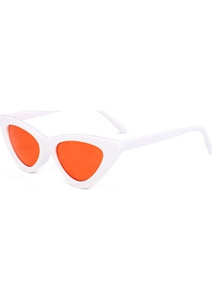 Retro Üçgen Cat-Eye Kırmızı Camlı Bayan Güneş Gözlüğü Beyaz fırsatları