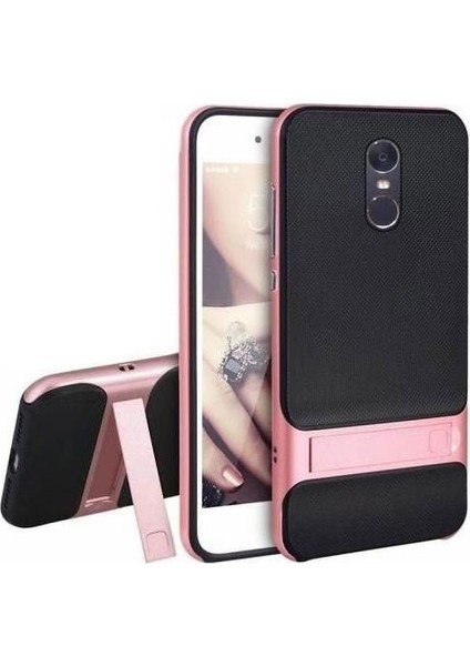 Case 4U Xiaomi Redmi Note 4X Kılıf Standlı Korumalı Silikon Arka Kapak - Rose Gold