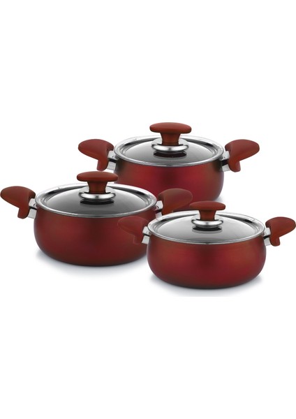 Milena Plus 6 Parça Granit Tencere Takımı - Kırmızı