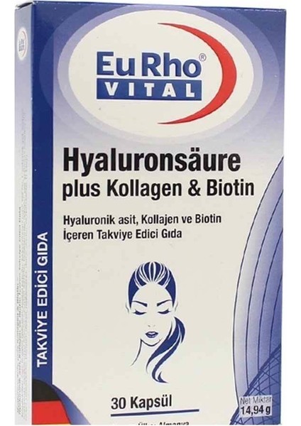 Hyaluronsaure Plus Collagen & Biotin 30 Kapsül