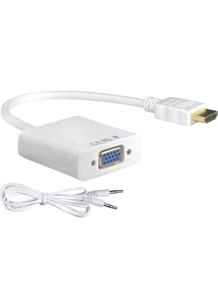 HDMI To VGA Ses Destekli Kablo - Çevirici Adaptör