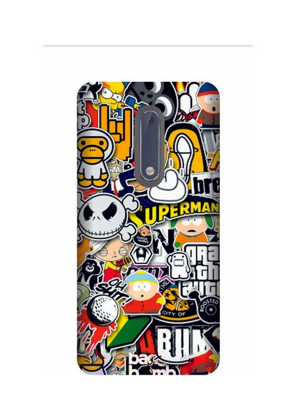Nokia 5 Renkli Karakterler Kapak Kılıf + Ekran Koruyucu Cam