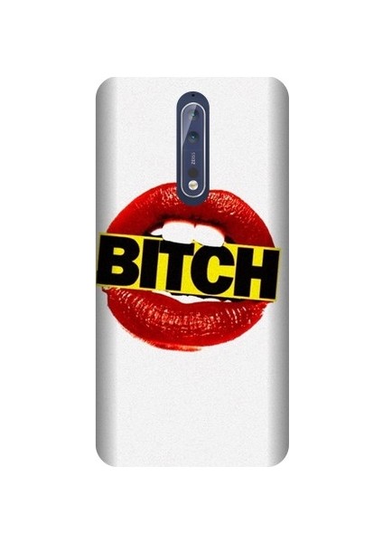 Nokia 8 Dudak Baskılı Kapak Kılıf + Ekran Koruyucu Cam