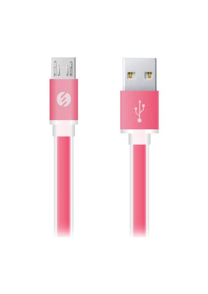 Swapp SW-C503 1m 2A Micro USB Metal Slim Pembe Data+Şarj Kablosu