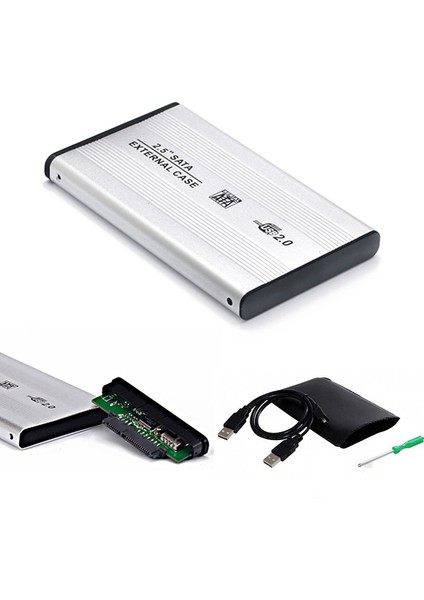 USB 2.5" Harici HDD Kutusu USB 2.0 Alüminyum