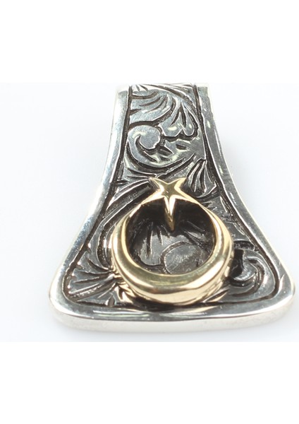 925 Ayar Gümüş ve Bronz Ay Yıldız Motifli Erkek Kolye Ucu fiyatları