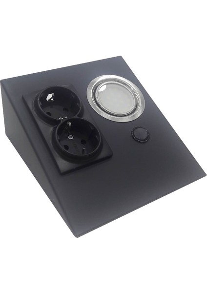 Dolap Tezgah Altı Siyah Metal Led Aydınlatmalı Priz Çok Şık!!!