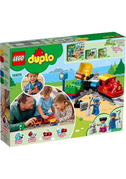 ® DUPLO® Buharlı Tren 10874 - 2 Yaş ve Üzeri Çocuklar için İstasyon ve Kömür Vagonu İçeren Eğitici Oyuncak Yapım Seti (59 Parça)