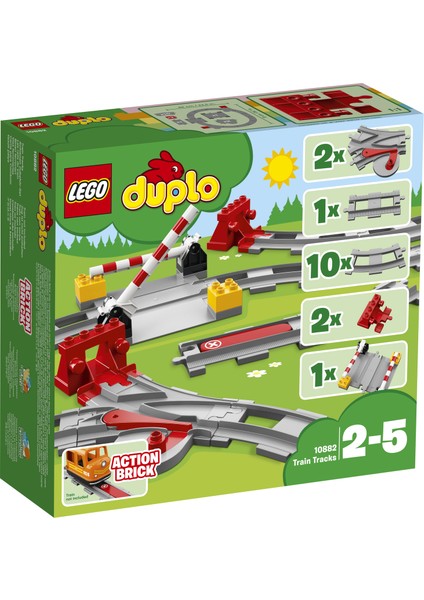 ® DUPLO® Tren Rayları 10882 - 2 Yaş ve Üzeri Çocuklar için DUPLO Setleriyle Uyumlu Tamamlayıcı Eğitici Oyuncak Yapım Seti (23 Parça)