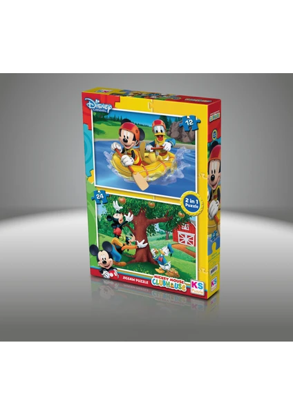 Mickey Mouse Puzzle (Yapboz) 2'si 1 arada (12+24 Parça)