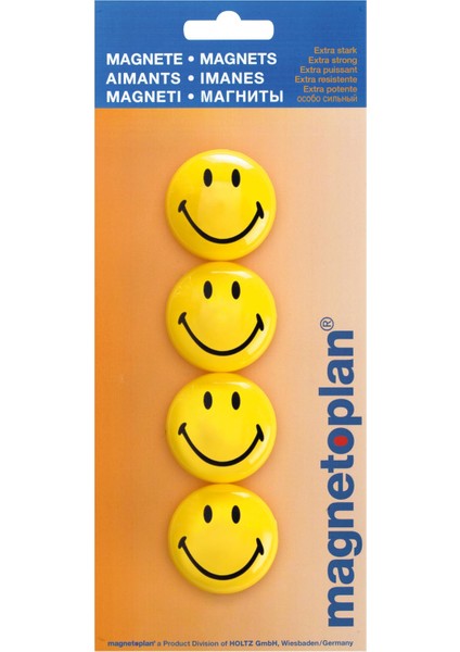 Smiley Mıknatıs Renkli Magnet 40 mm - 4 Adet