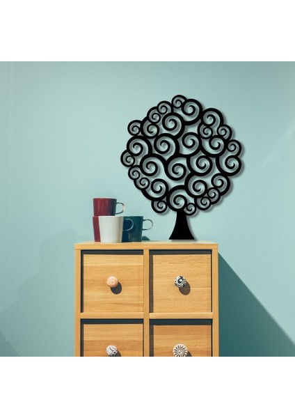 Bigudili Ağaç Metal Duvar Dekoru