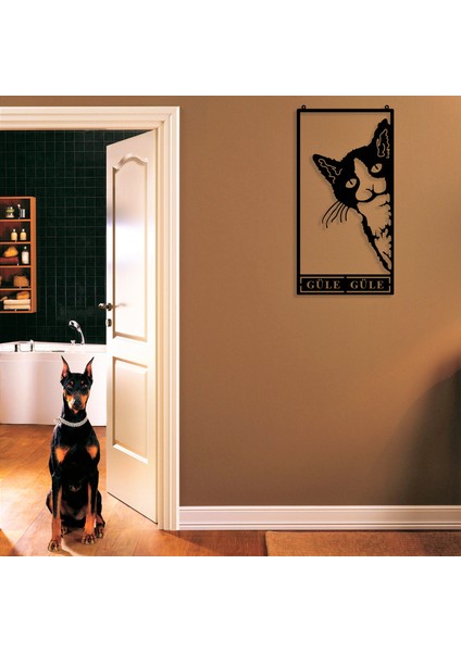 Kedicik Güle Güle Metal Duvar Dekoru