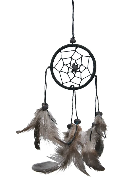 Araba Süsü Tüylü Siyah Mini Rüya Kapanı / Düş Kapanı / Dreamcatcher - 6 cm