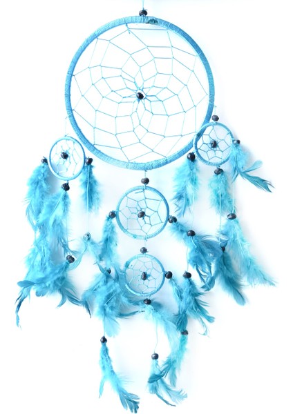 Üç Gözlü Turkuaz Rüya Kapanı / Dreamcatcher 16,5 cm çap