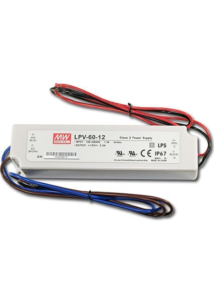 LPV 60 12 12 Volt 5 Amper IP67 Adaptör