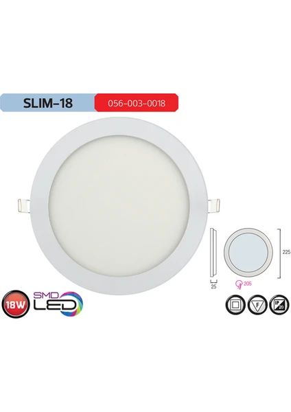 Slım18 6400K Beyaz Işık 18W Sıva Altı Smd Led Armatür