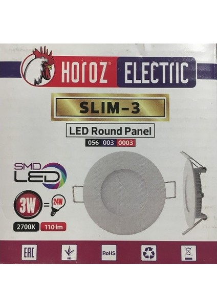 Slim3 6400K Beyaz Işık 3W Smd Led Sıva Altı Led Armatür