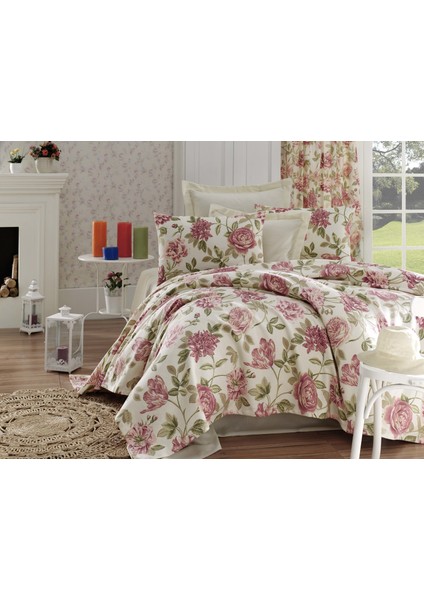 Baskılı Pike Takımı Tek Kişilik Care Pembe