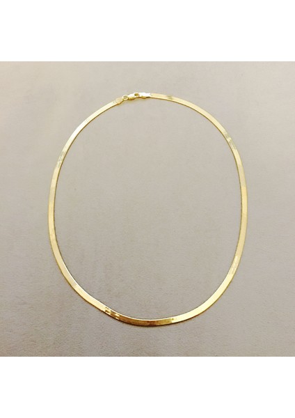 İtalyan Yassı Zincir 45 Cm (Gold Renk)