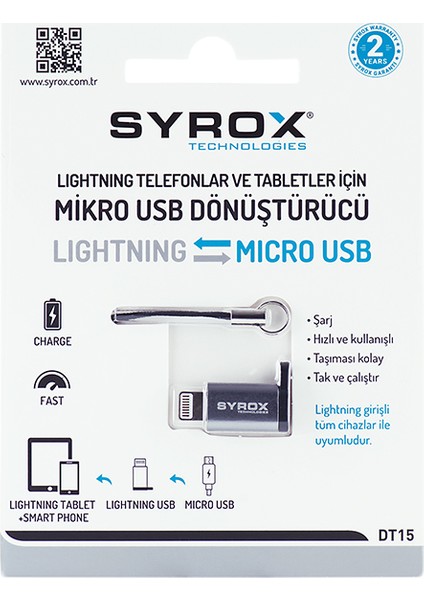 DT15 Micro Usb Apple iPhone Uyumlu Lightning Dönüştürücü