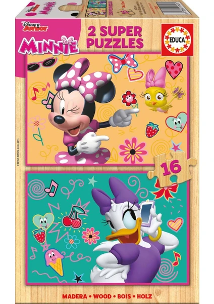 Educa Puzzle Minnie Happy Helpers 2 X 16 Parça Ahşap