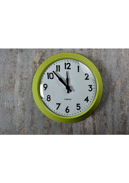 Duvar Saati Metal Neon Sarı 33 Cm