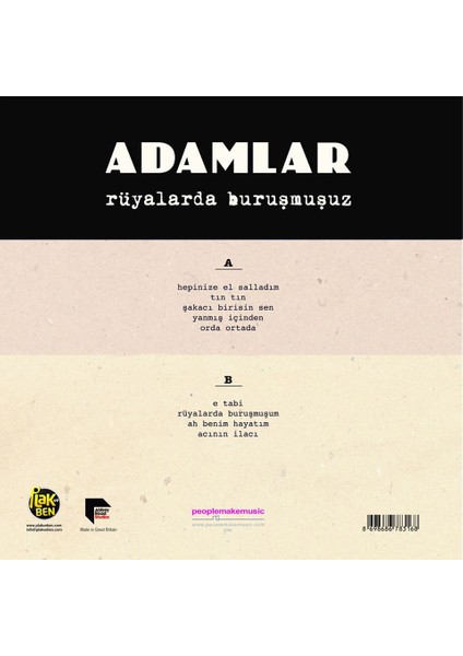 Adamlar - Rüyalarda Buruşmuşuz (Plak)