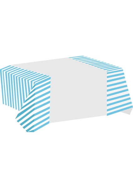 Mavi Çizgili Plastik Masa Örtüsü 137x270 cm