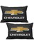 Chevrolet 2 li Lüks Araç Boyun Yastığı Siyah ve Ahşap Logo Anahtarlık 1