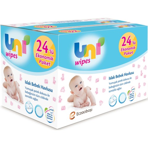 Uni Baby Wipes Islak Havlu 24'lü Fırsat Paketi / 60x24 (1.440 Yaprak)