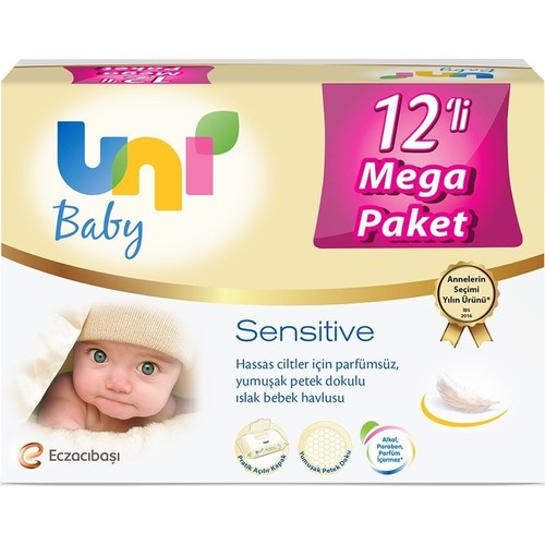 Uni Baby Sensitive Islak Havlu 12'li Ekonomik Fırsat Paketi 12x56 (672 Yaprak)