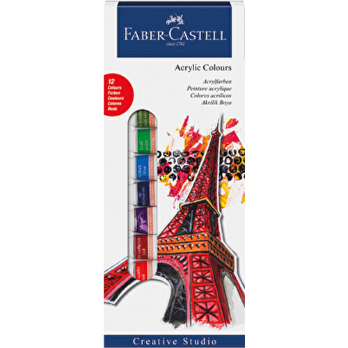 Faber-Castell Akrilik Boya 12  renk 12 ml tüp