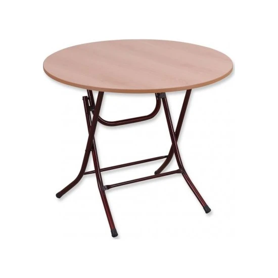 Gentaş Katlanabilir Ayaklı 70 Cm Yuvarlak Masa 180 °Isıya Kadar Dayanır Yanmaz Çizilmez Sudan Etlilenmez