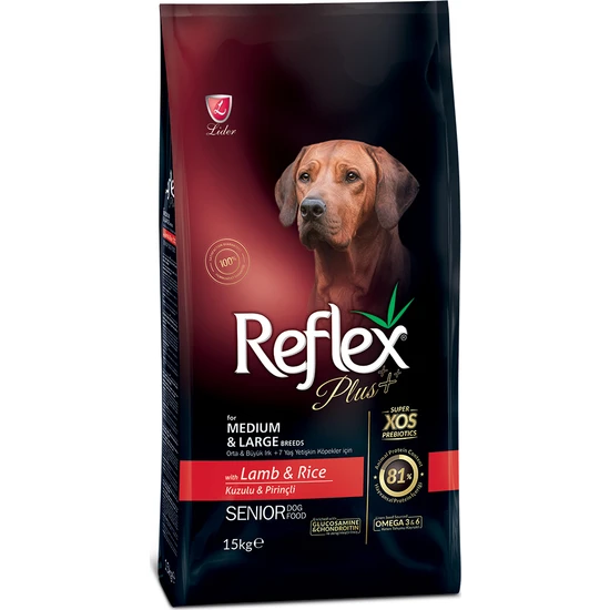 Reflex Plus Kuzulu Orta ve Büyük Irk Yaşlı Köpek Maması 15 Kg