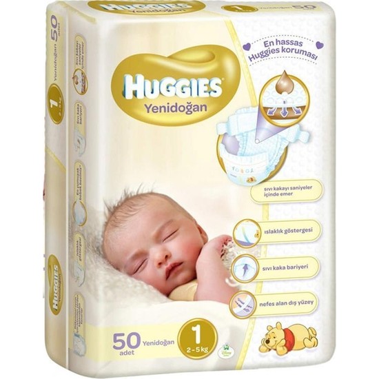 Huggies Unisex Bebek Bezi Jumbo Paket Yenidoğan 1 Beden 50