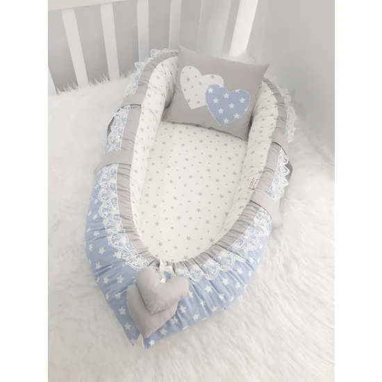 Jaju Baby Babynest Mavi Yıldızlı Lüx Baby Nest