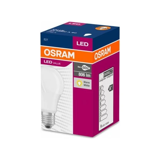 Osram Led Value 8.5W Sarı Işık E-27 Ampul 806 lm 10 lu Paket