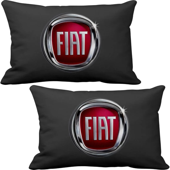 Asr Fiat 2 li Lüks Araç Boyun Yastığı Siyah ve Ahşap Logo Anahtarlık