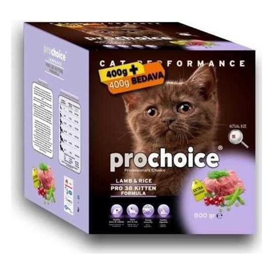 Pro Choice 38 Kitten Kuzu Etli Yavru Kedi Maması 400g+400g Fiyatı