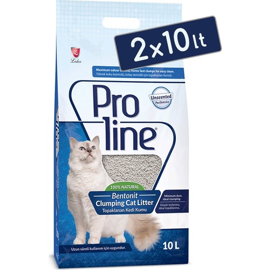 Pro Line Parfümsüz Topaklanan Kedi Kumu 10 Lt (2 Adet)